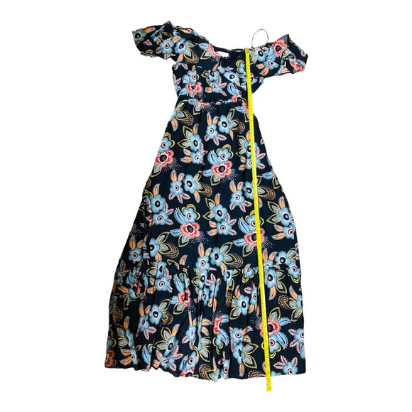 Loft Cold shoulder wrap style v-neck belted dark floral maxi dress size small - Picture 14 of 15